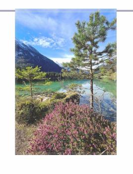 Scheibenhänger Alpenseezeit rechteckig Gardine mit Druck